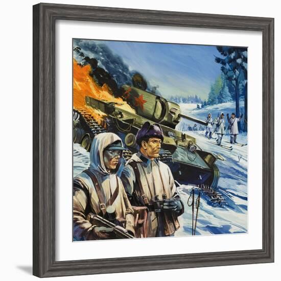 Skirmishes in the Snow-Gerry Wood-Framed Giclee Print