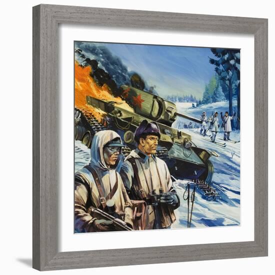 Skirmishes in the Snow-Gerry Wood-Framed Giclee Print