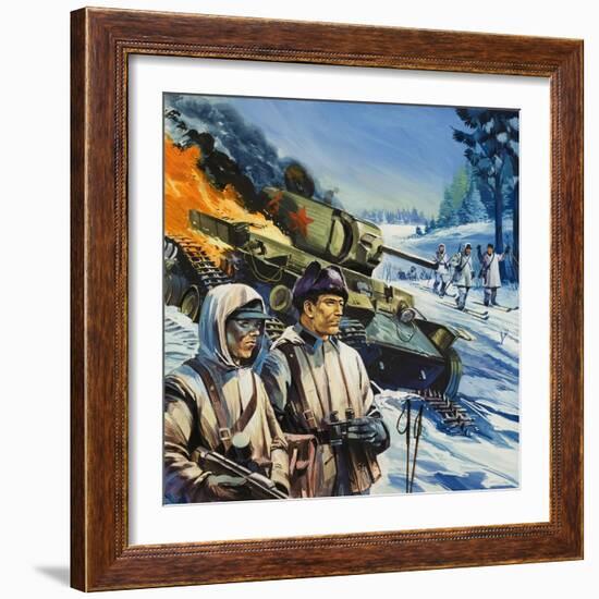 Skirmishes in the Snow-Gerry Wood-Framed Giclee Print