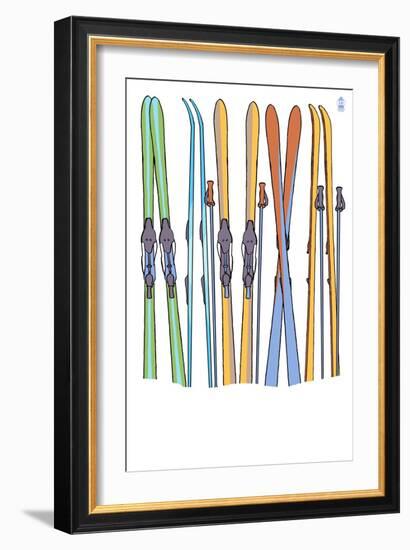 Skis in Snow-Lantern Press-Framed Art Print