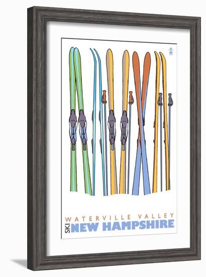 Skis in the Snow, Waterville Valley, New Hampshire-Lantern Press-Framed Art Print