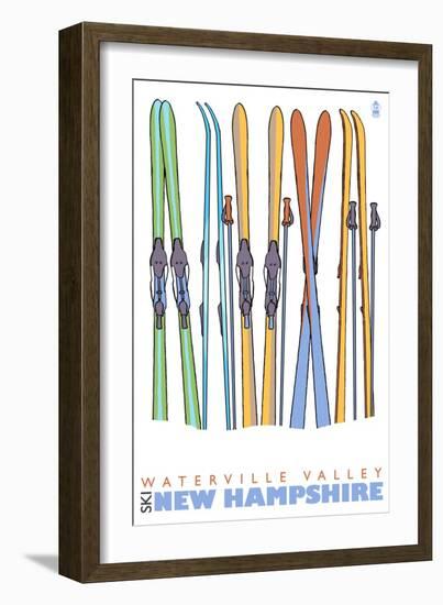 Skis in the Snow, Waterville Valley, New Hampshire-Lantern Press-Framed Art Print