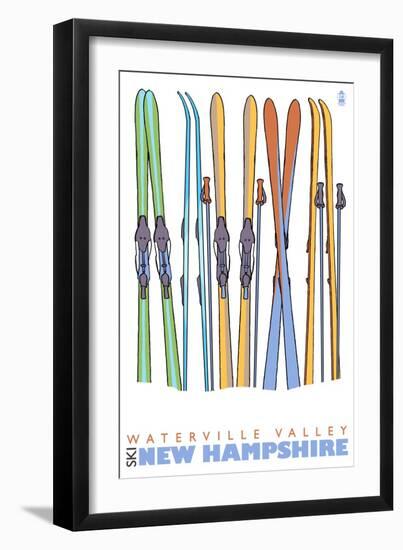 Skis in the Snow, Waterville Valley, New Hampshire-Lantern Press-Framed Art Print