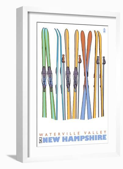 Skis in the Snow, Waterville Valley, New Hampshire-Lantern Press-Framed Art Print