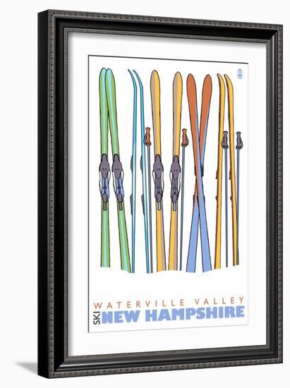 Skis in the Snow, Waterville Valley, New Hampshire-Lantern Press-Framed Art Print