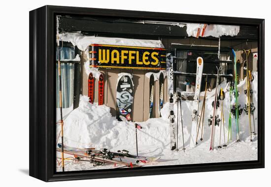 Skis On Walls/Snow Banks Corbet's Cabin Rendezvous Bowl Tramway, Jackson Hole Mt, Teton Village, WY-Jay Goodrich-Framed Premier Image Canvas