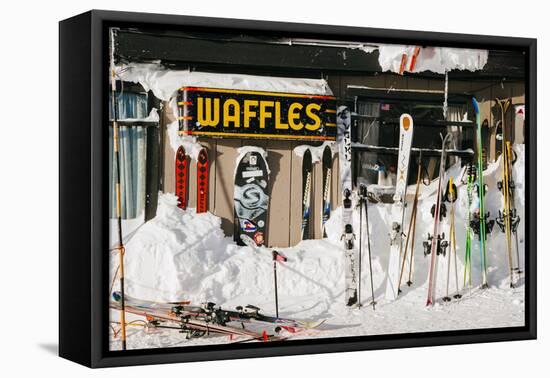 Skis On Walls/Snow Banks Corbet's Cabin Rendezvous Bowl Tramway, Jackson Hole Mt, Teton Village, WY-Jay Goodrich-Framed Premier Image Canvas
