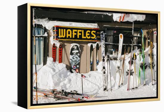 Skis On Walls/Snow Banks Corbet's Cabin Rendezvous Bowl Tramway, Jackson Hole Mt, Teton Village, WY-Jay Goodrich-Framed Premier Image Canvas