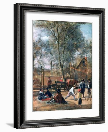 Skittle Players Outside an Inn, C1660-Jan Steen-Framed Giclee Print