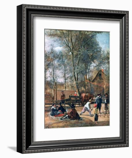 Skittle Players Outside an Inn, C1660-Jan Steen-Framed Giclee Print