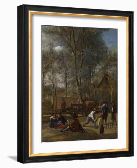 Skittle Players Outside an Inn, Ca 1663-Jan Havicksz Steen-Framed Giclee Print