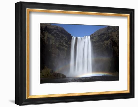 Skogafoss Waterfall with Double Rainbow, South Iceland, Iceland, Polar Regions-Lee Frost-Framed Photographic Print