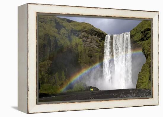 Skogafoss Waterfall with Rainbow in Summer Sunshine, South Coast, Iceland, Polar Regions-Peter Barritt-Framed Premier Image Canvas