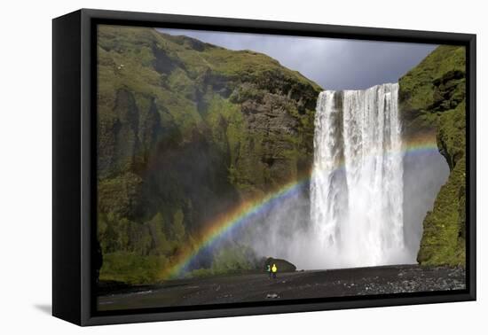 Skogafoss Waterfall with Rainbow in Summer Sunshine, South Coast, Iceland, Polar Regions-Peter Barritt-Framed Premier Image Canvas