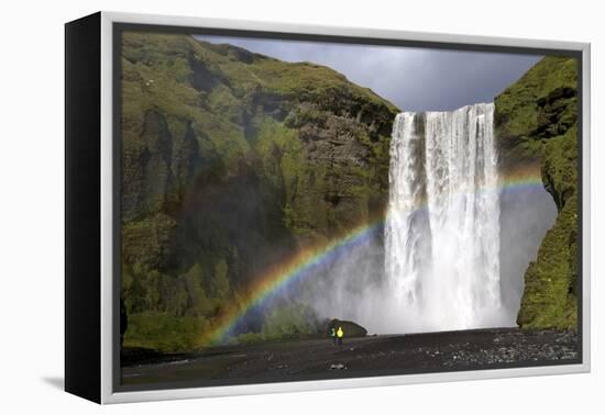 Skogafoss Waterfall with Rainbow in Summer Sunshine, South Coast, Iceland, Polar Regions-Peter Barritt-Framed Premier Image Canvas