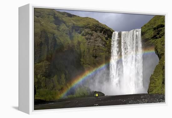 Skogafoss Waterfall with Rainbow in Summer Sunshine, South Coast, Iceland, Polar Regions-Peter Barritt-Framed Premier Image Canvas