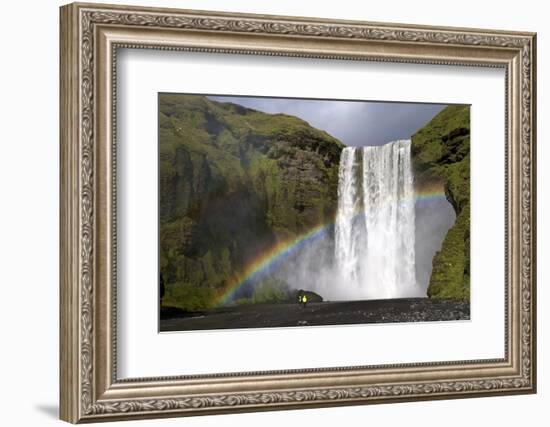 Skogafoss Waterfall with Rainbow in Summer Sunshine, South Coast, Iceland, Polar Regions-Peter Barritt-Framed Photographic Print