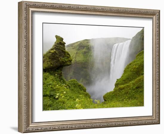 Skogarfoss Waterfall Plunges Over a Volcanic Cliff, Iceland-Don Grall-Framed Photographic Print