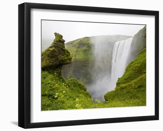 Skogarfoss Waterfall Plunges Over a Volcanic Cliff, Iceland-Don Grall-Framed Photographic Print