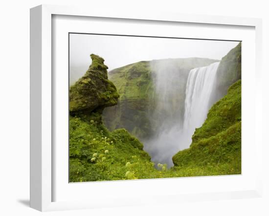 Skogarfoss Waterfall Plunges Over a Volcanic Cliff, Iceland-Don Grall-Framed Photographic Print