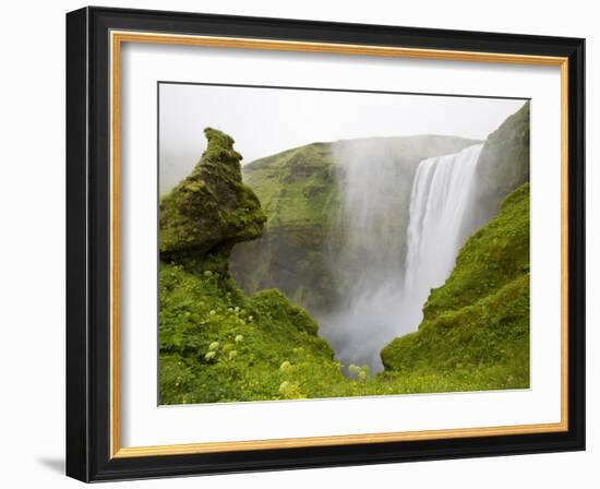 Skogarfoss Waterfall Plunges Over a Volcanic Cliff, Iceland-Don Grall-Framed Photographic Print