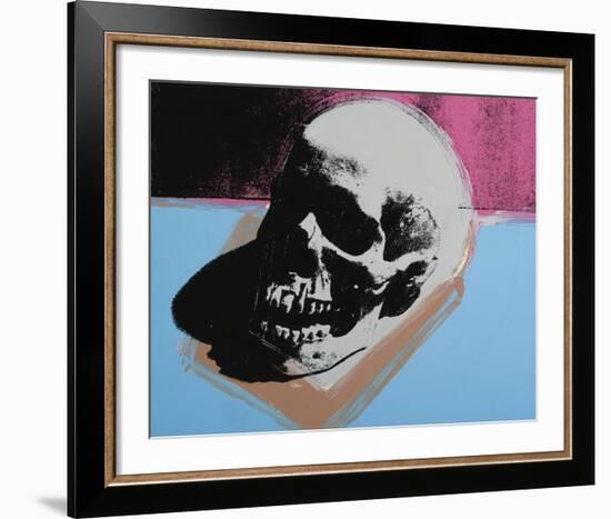 Skull, 1976 (white on blue and pink)-Andy Warhol-Framed Art Print