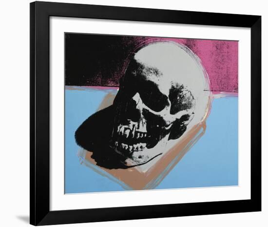 Skull, 1976 (white on blue and pink)-Andy Warhol-Framed Art Print