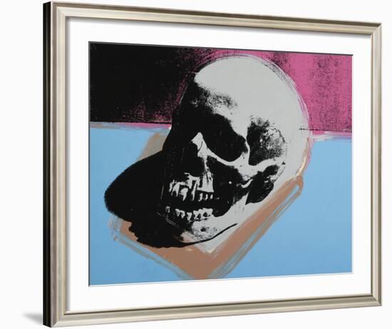 Skull, 1976 (white on blue and pink)-Andy Warhol-Framed Art Print