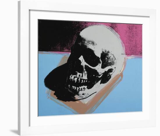 Skull, 1976 (white on blue and pink)-Andy Warhol-Framed Art Print