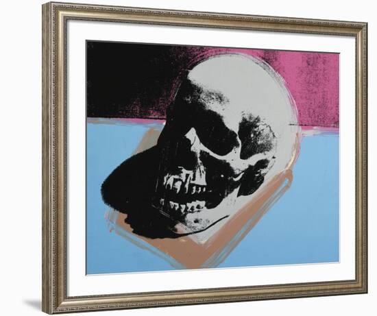 Skull, 1976 (white on blue and pink)-Andy Warhol-Framed Art Print