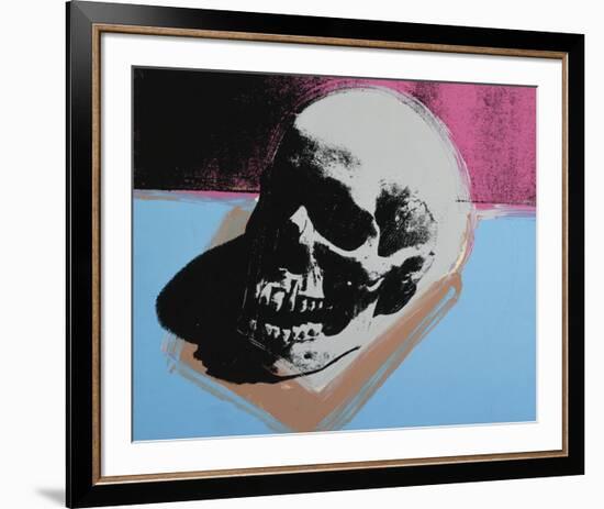 Skull, 1976 (white on blue and pink)-Andy Warhol-Framed Art Print