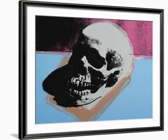 Skull, 1976 (white on blue and pink)-Andy Warhol-Framed Art Print