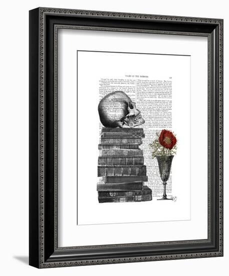 Skull and Books-Fab Funky-Framed Art Print