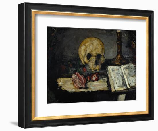 Skull and Candlestick, circa 1866-Paul Cézanne-Framed Giclee Print