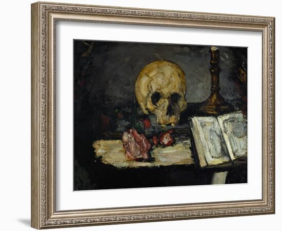 Skull and Candlestick, circa 1866-Paul Cézanne-Framed Giclee Print