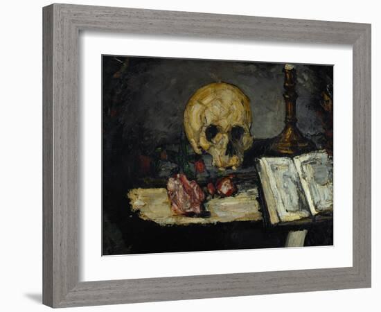 Skull and Candlestick, circa 1866-Paul Cézanne-Framed Giclee Print