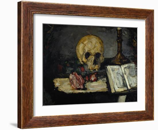 Skull and Candlestick, circa 1866-Paul Cézanne-Framed Giclee Print