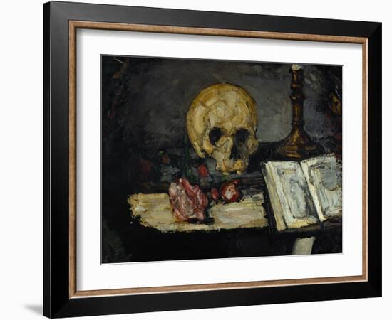 Skull and Candlestick, circa 1866-Paul Cézanne-Framed Giclee Print