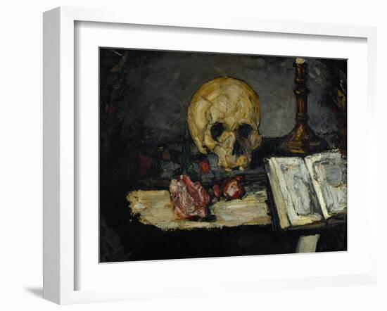 Skull and Candlestick, circa 1866-Paul Cézanne-Framed Giclee Print