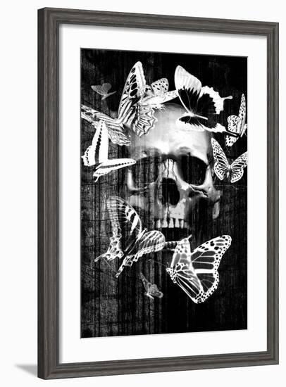 Skull Butterfly Crown-null-Framed Art Print