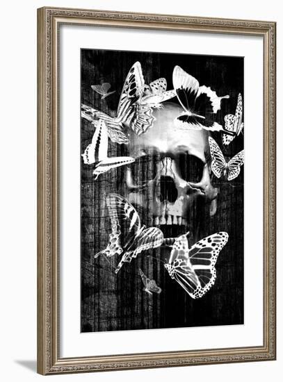 Skull Butterfly Crown-null-Framed Art Print