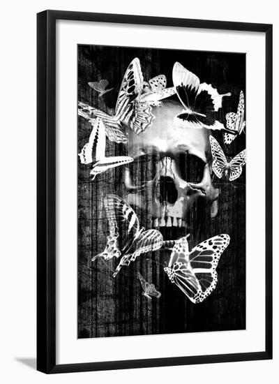 Skull Butterfly Crown-null-Framed Art Print