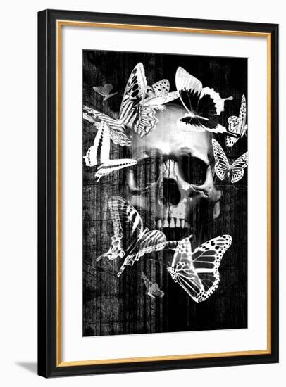 Skull Butterfly Crown-null-Framed Art Print