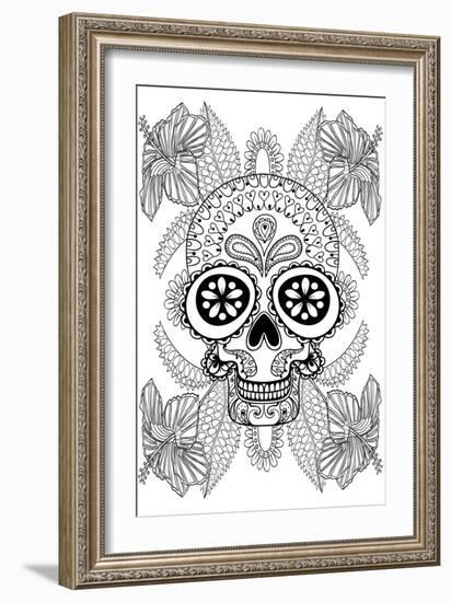 Skull in Flowers-null-Framed Art Print