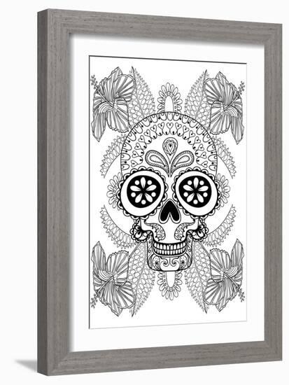 Skull in Flowers-null-Framed Art Print
