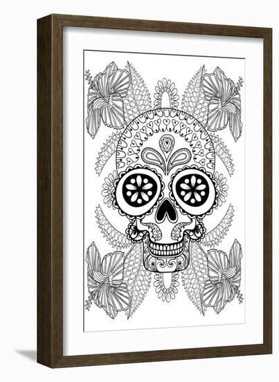 Skull in Flowers-null-Framed Art Print