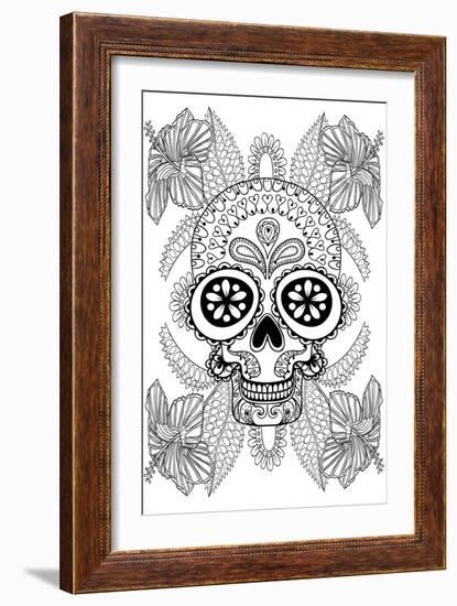 Skull in Flowers-null-Framed Art Print