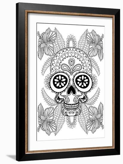 Skull in Flowers-null-Framed Art Print