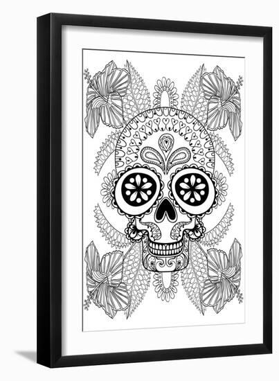 Skull in Flowers-null-Framed Art Print