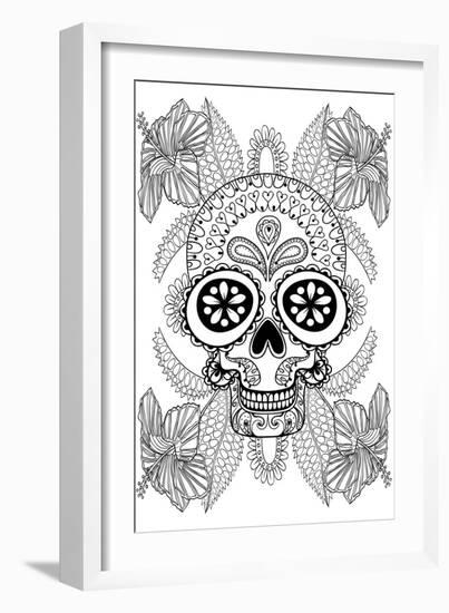 Skull in Flowers-null-Framed Art Print